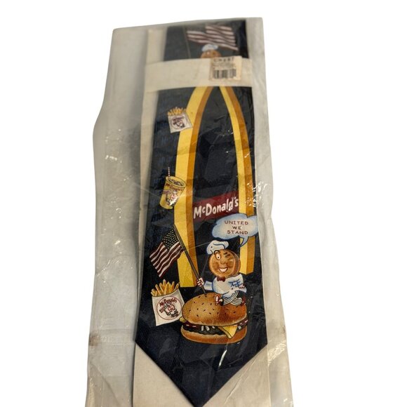 VTG 1994 McDonald’s Tie “United We Stand” Burger CipOn Tie Collectible NEW Retro - Picture 1 of 5
